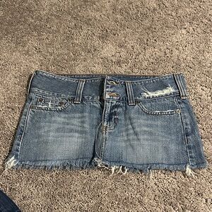 Hollister Denim Mini Skirt with Frayed Hem. Size 3